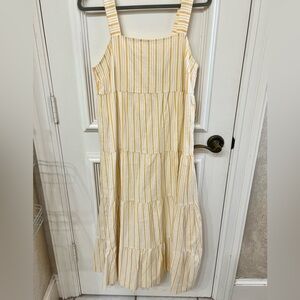 Madewell Striped Button-Back Tiered Midi Dress Size 4